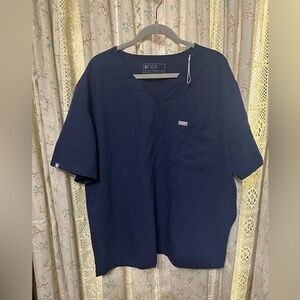FIGS Navy Technical Collection Short Sleeve V Neck Men's Scrub Top Size XXL NWOT